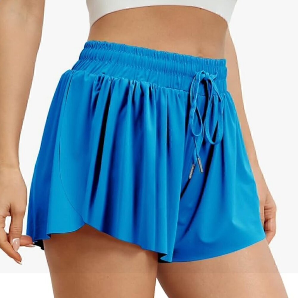 AUTOMET Women’s Flowy Running Shorts Royal Blue / Size Medium / Built In Spandex